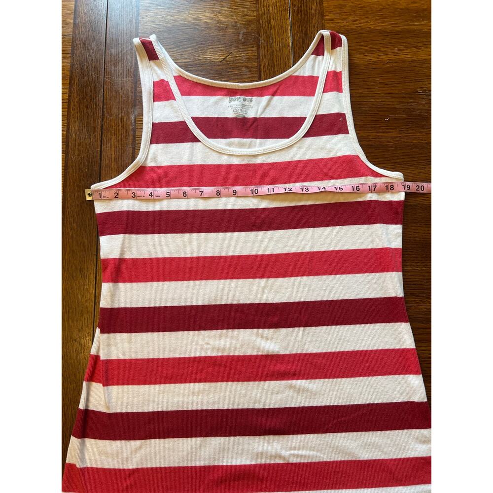 Old Navy The Perfect Tank XXL Plus Red White Pink Striped Ribbed Scoop Neck Boho - Picture 6 of 9